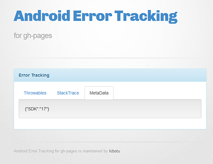 Android Error Tracking for gh-page